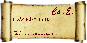 Csákó Erik névjegykártya